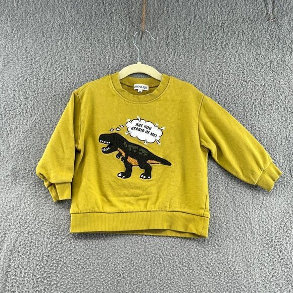 Shoo la Rue Kids 4T Crew Sweatshirt Dinosaur Mustard Yellow - Picture 6 of 10